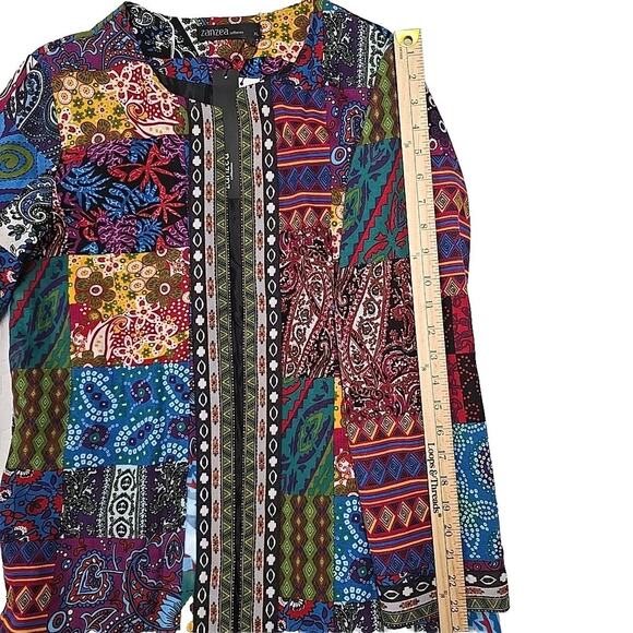 Zanzea Womens Open Front Blazer Sz XL Ethnic, Patchwork Print, Boho, Art To Wear - Picture 11 of 11